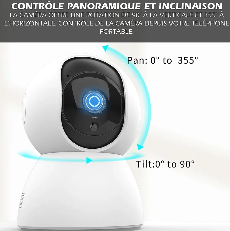 Système d'alarme étendu connecté Caméra rotative 4MP avec Sirène intégrée