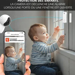 Système d'alarme étendu connecté Caméra rotative 4MP avec Sirène intégrée