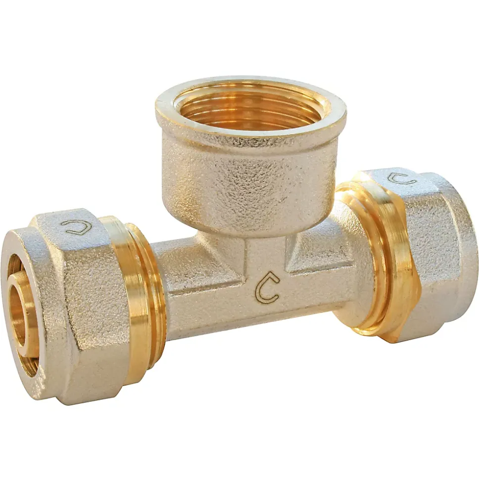 Té femelle à compression pour tube Multicouche Ø20 - femelle au centre 15/21