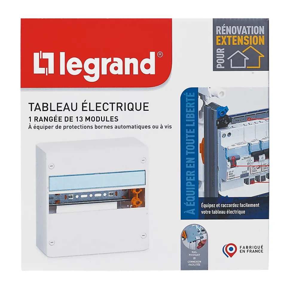 Tableau électrique à équiper 1 rangée - 13 modules Legrand