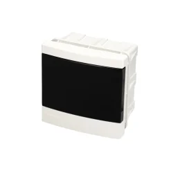 Tableau électrique encastré 4 modules blanc fumé IP44 avec rail DIN EDO777837