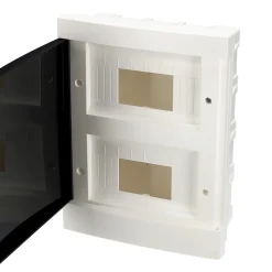 Tableau électrique encastré 16 modules 2x8 blanc fumé IP44 avec rail DIN EDO777845