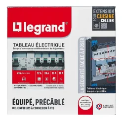 Tableau électrique pré-équipé et pré-câblé 1 rangée Legrand - 13 modules (5 inclus)