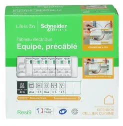 Tableau électrique pré-équipé et pré-câblé 1 rangée - 13 modules (6 inclus) Schneider Electric Resi9 XP