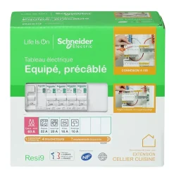 Tableau électrique pré-équipé et pré-câblé 1 rangée - 13 modules (5 inclus) Schneider Electric Resi9 XP