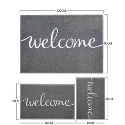 Tapis de Porte Paillasson Spaghetti, Welcome - Gris, 40 x 60 cm