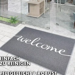 Tapis de Porte Paillasson Spaghetti, Welcome - Gris, 40 x 60 cm