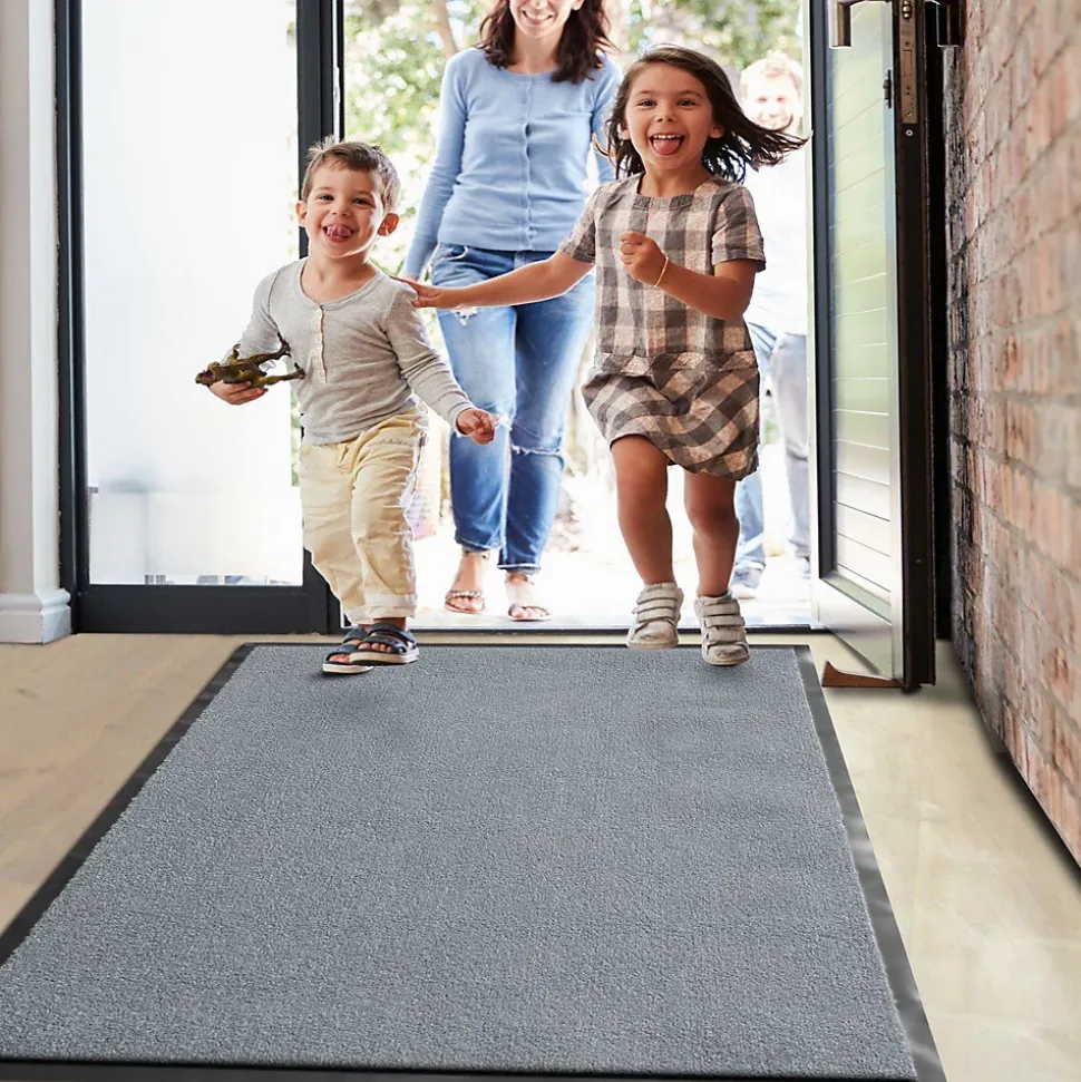 Tapis de Porte Paillasson d'entrée Monochrom Gris argent 60 x 180 cm