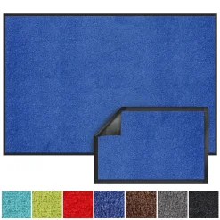 Tapis de Porte Paillasson d'entrée Monochrom Bleu 135 x 200 cm