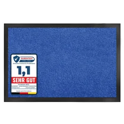 Tapis de Porte Paillasson d'entrée Monochrom Bleu 135 x 200 cm