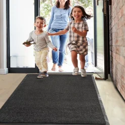 Tapis de Porte Paillasson d'entrée Monochrom Noir 200 x 200 cm
