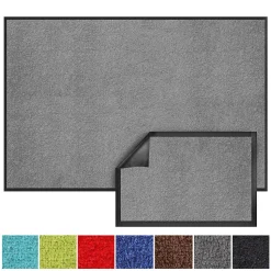 Tapis de Porte Paillasson d'entrée Monochrom Gris argent 40 x 60 cm