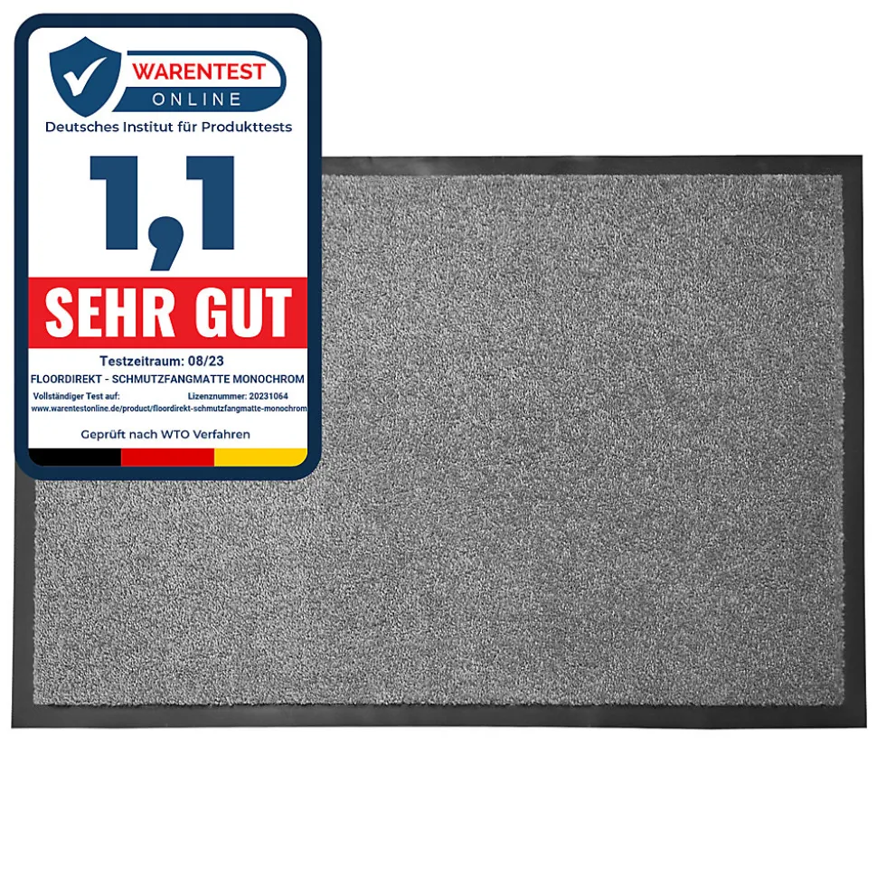 Tapis de Porte Paillasson d'entrée Monochrom Gris argent 40 x 60 cm