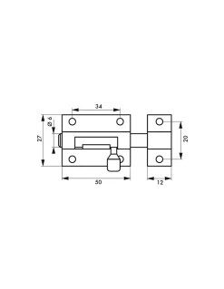 Targette, inox, pêne diamètre 6mm, 27x50mm - THIRARD