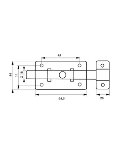 Targette pêne plat pour porte de meuble, 65mm, inox - THIRARD