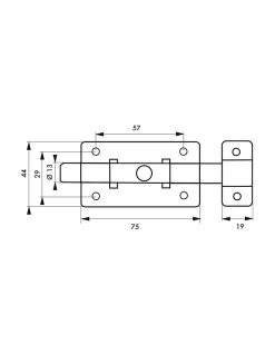 Targette pour meuble, 100mm, acier chromé, pêne plat - SP