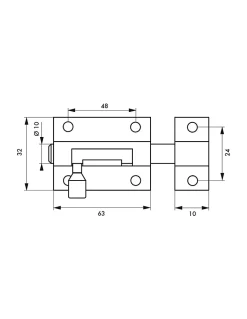 Targette pour meuble, 60mm, nickel satin, pêne rond - SP