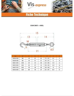 Tendeur crochet crochet 8X110 Acier zingué - 10 pièces