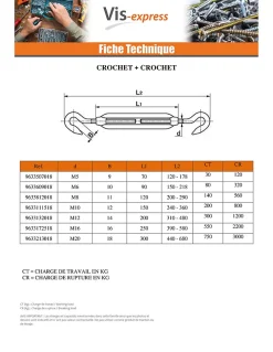 Tendeur oeil crochet M10X150 Oeil 12 Inox A4 - 1 pièce