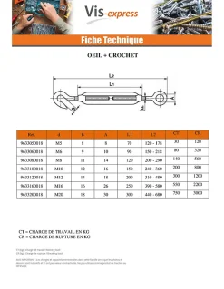 Tendeur oeil oeil M12X200 Oeil 18 Inox A4 - 1 pièce