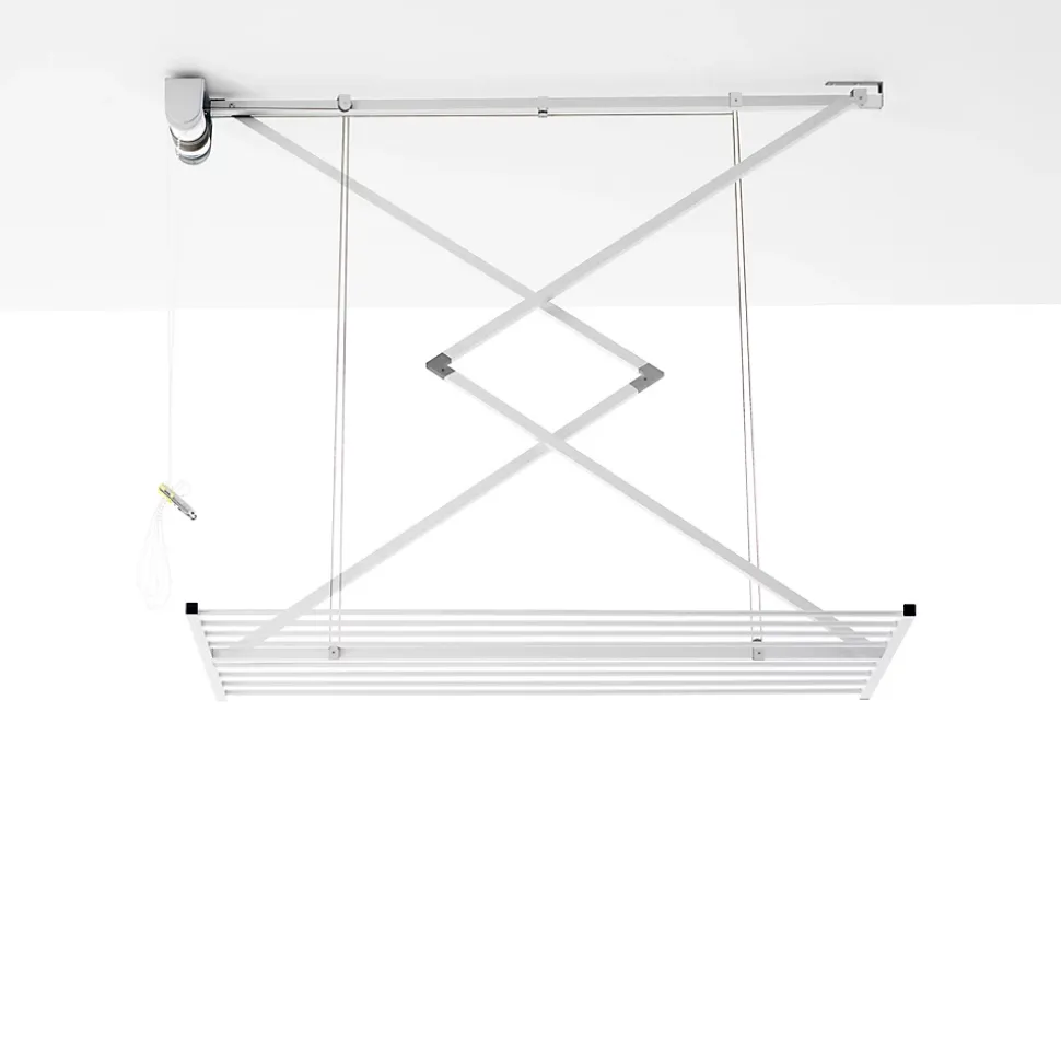 Étendoir manuel plafond blanc 128x54x25cm alu Foxydry Mini 120