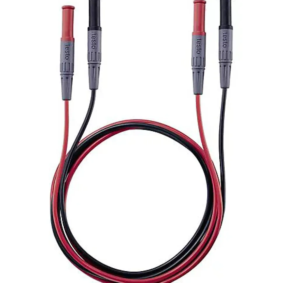 testo 0590 0013 Set de cordons de mesure de sécurité, fiches droites mâle 4 mm, 1 m, noir/rouge