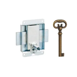 THIRARD - Serrure de meuble en applique pour porte d'ameublement, axe 25mm, 50x60mm, zingué, 1 clé - THIRARD
