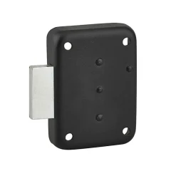 THIRARD - Serrure de meuble en applique pour porte d'ameublement, gauche, axe 25mm, 70x50mm, noir, 3 clés - THIRARD