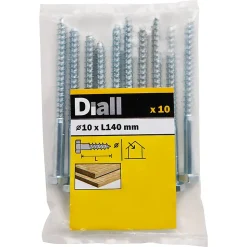 Tirefonds DIN 571 zingués 10x140 mm - 10 pièces