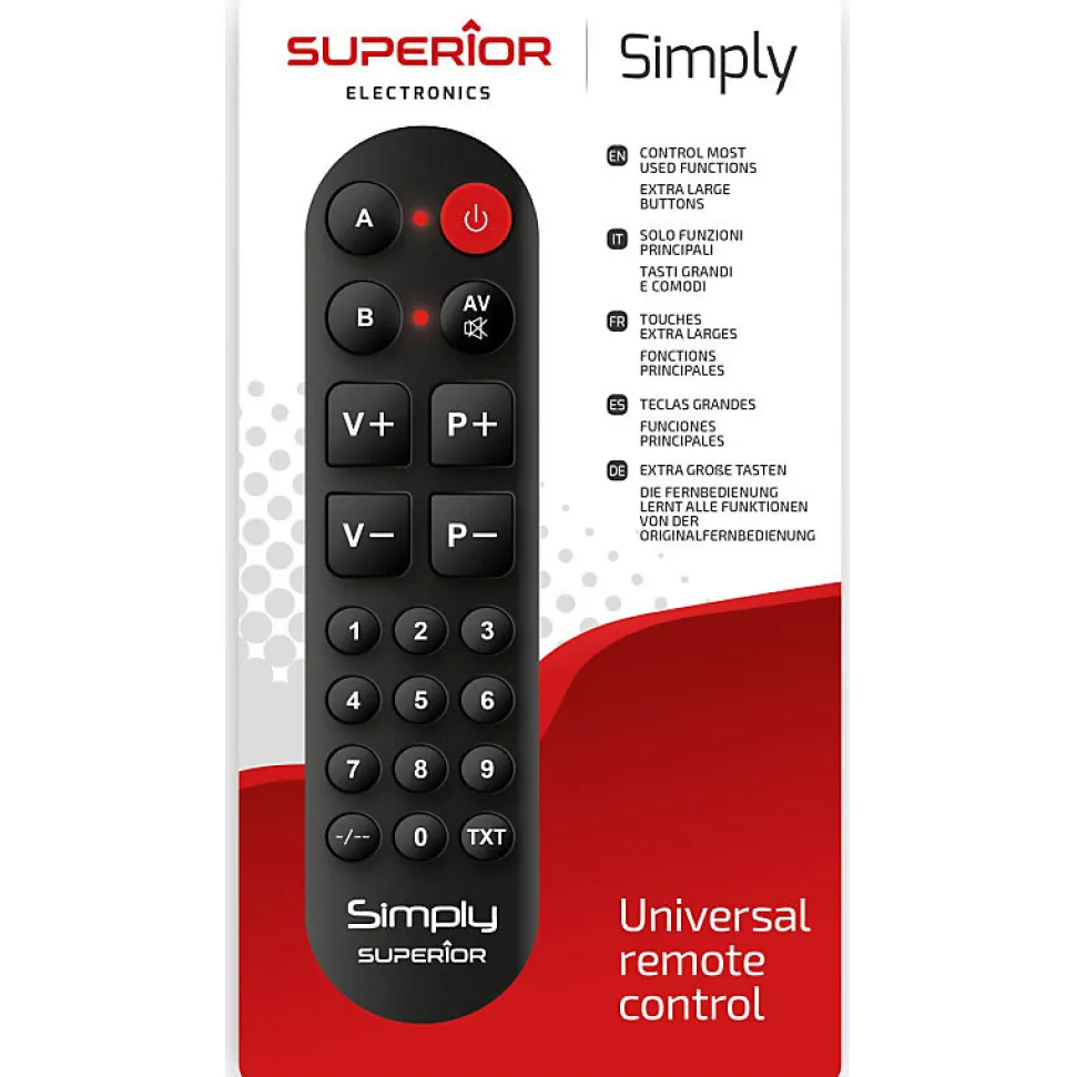 Télécommande TV Universelle simplifié Superior Simply SUPTLB002