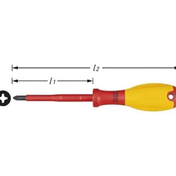 Tournevis cruciforme VDE Hazet PH 2, lame 100 mm, longueur totale 210 mm