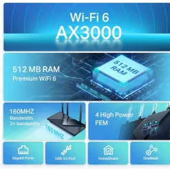 TPLINK - Routeur Archer AX55 - WiFi 6 - 3 Gbps - 4 ports Ethernet - USB 3 0 - WPA3