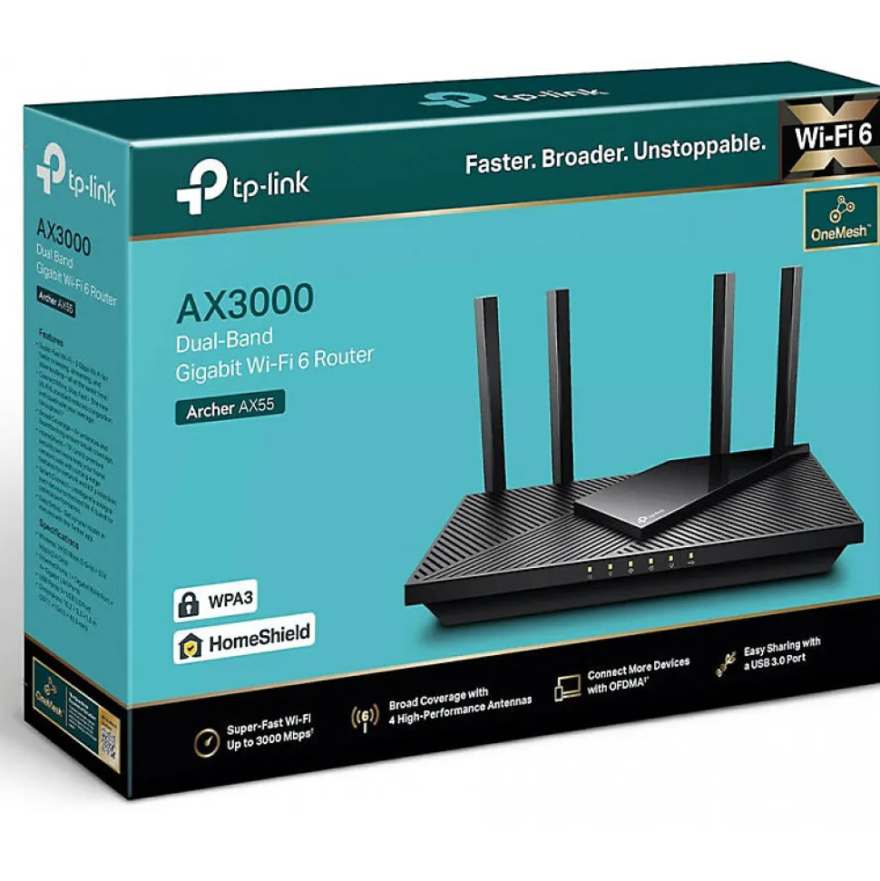 TPLINK - Routeur Archer AX55 - WiFi 6 - 3 Gbps - 4 ports Ethernet - USB 3 0 - WPA3