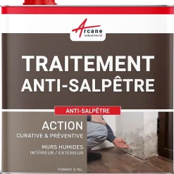 Traitement anti-salpêtre pour murs humide - ANTISALPÊTRE - 0.75 L (jusqu'à 3 m²) - ARCANE INDUSTRIES