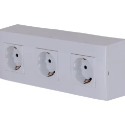 Triple prise Schuko + plaque Kalya blanc Zenitech