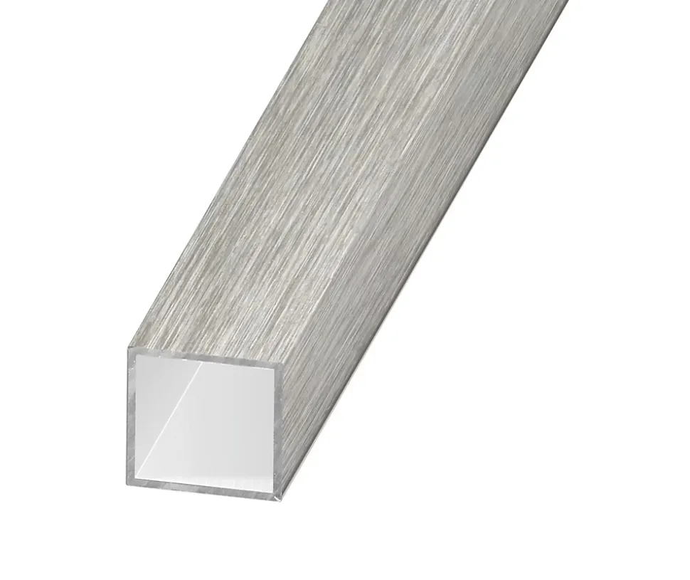 Tube carré aluminium brossé 10 x 10 mm, 1 m