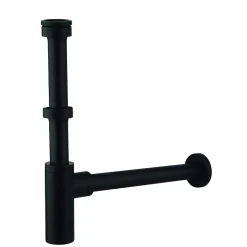 Tube d'extension de siphon de vidange rond avec une finition noire mate en laiton Kibath