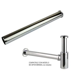 Tube d'extension de siphon de vidange rond avec une finition chromée brillante en laiton Kibath
