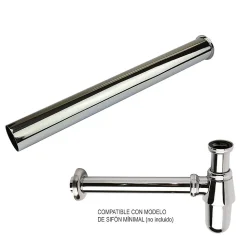 Tube d'extension de siphon de vidange rond avec une finition chromée brillante en laiton Kibath