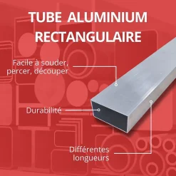 Tube rectangulaire alu 30x20 ep 2 mm, 3 metres - Comment Fer