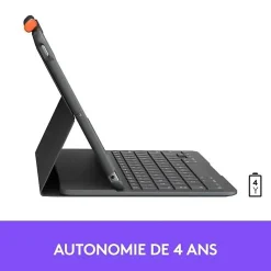 Étui Clavier Bluetooth Logitech Slim Folio iPad 10.2 AZERTY Gris