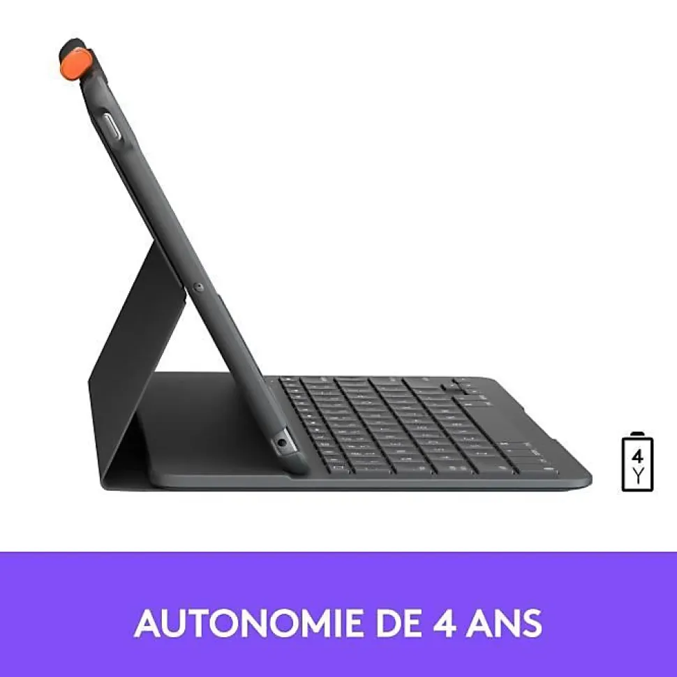 Étui Clavier Bluetooth Logitech Slim Folio iPad 10.2 AZERTY Gris