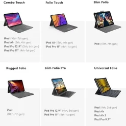 Étui Clavier Bluetooth Logitech Slim Folio iPad 10.2 AZERTY Gris