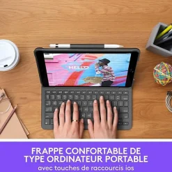 Étui Clavier Bluetooth Logitech Slim Folio iPad 10.2 AZERTY Gris