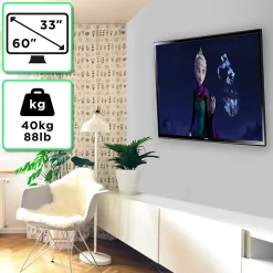TVB777 Support TV mural pour écran de 33 à 60 pouces Inclinable Charge max 40 kg VESA 100 600 Télé LED LCD OLED Duronic