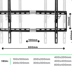 TVB777 Support TV mural pour écran de 33 à 60 pouces Inclinable Charge max 40 kg VESA 100 600 Télé LED LCD OLED Duronic
