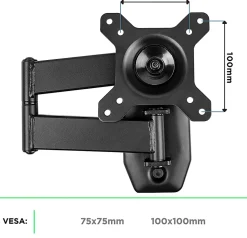 TVB1120 Support TV mural pour écran de 13 à 30 pouces Inclinable Charge max 18 kg VESA 75 100 Télé LED LCD OLED Duronic