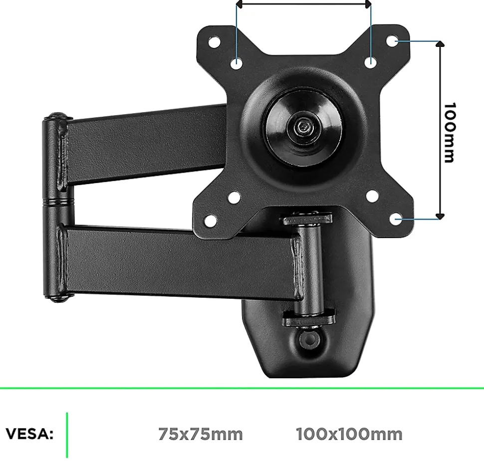 TVB1120 Support TV mural pour écran de 13 à 30 pouces Inclinable Charge max 18 kg VESA 75 100 Télé LED LCD OLED Duronic
