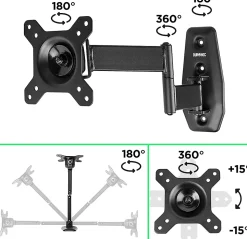 TVB1120 Support TV mural pour écran de 13 à 30 pouces Inclinable Charge max 18 kg VESA 75 100 Télé LED LCD OLED Duronic