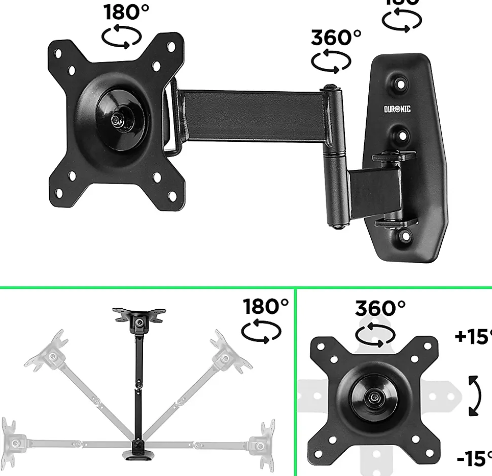 TVB1120 Support TV mural pour écran de 13 à 30 pouces Inclinable Charge max 18 kg VESA 75 100 Télé LED LCD OLED Duronic